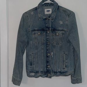Old Navy distressed denim jacket, size M